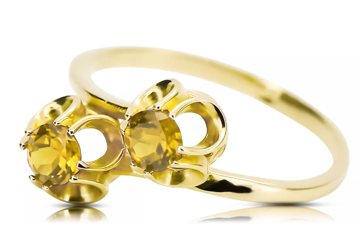 14k żółte złoto Żółty Perydot Pierścionek Vintage Biżuteria vrc266y